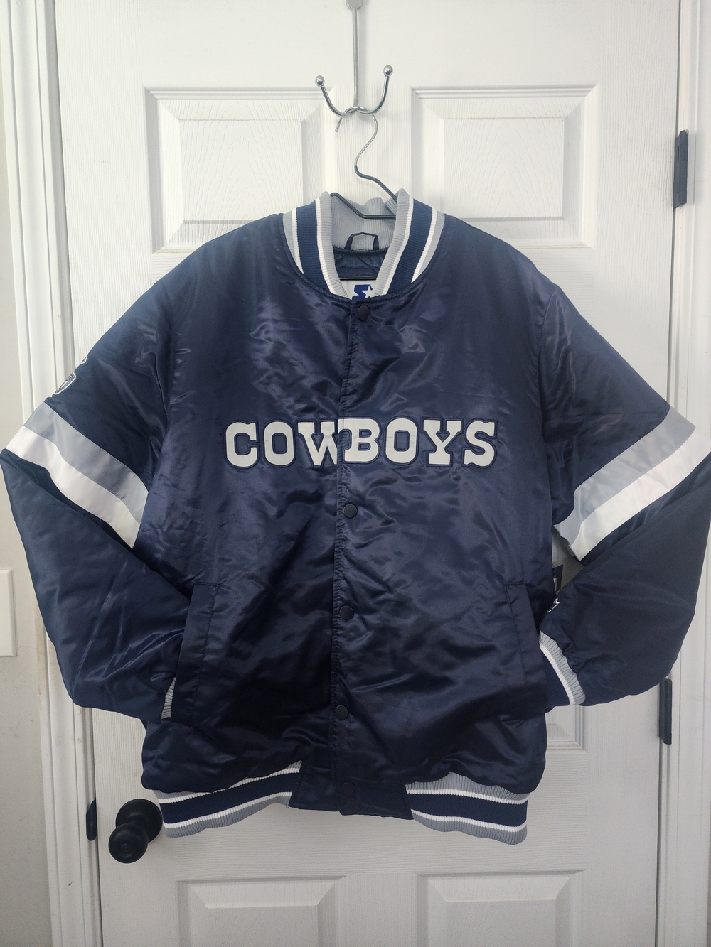 STARTER Navy and White Dallas Cowboys Satin Jacket